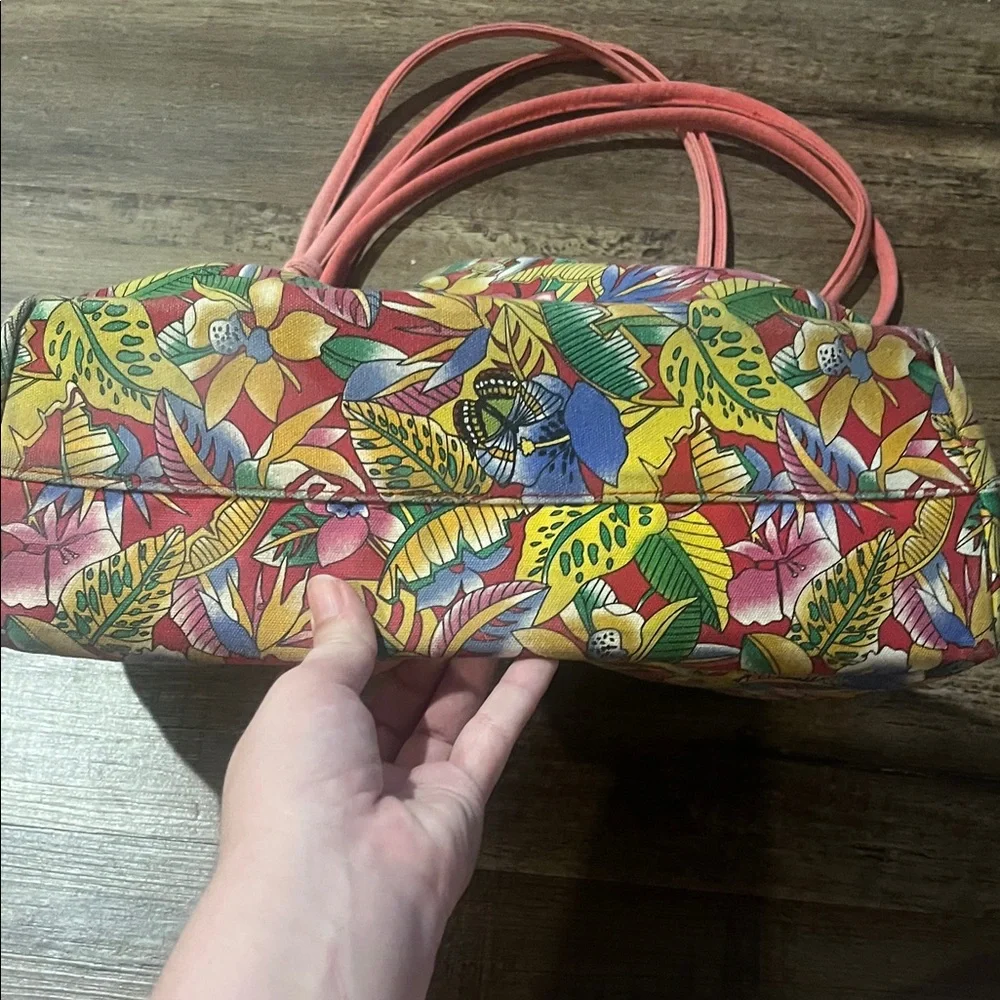 Kulanui of Hawaii Floral Tote Bag with Pink Handles